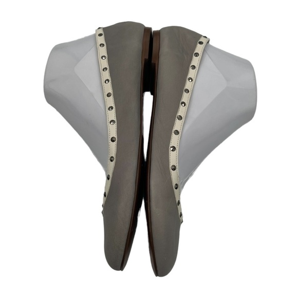 J Crew Gray Cream Trim Studded Embellished Ballet Flats Size 8 1/2 Women's - Picture 7 of 15